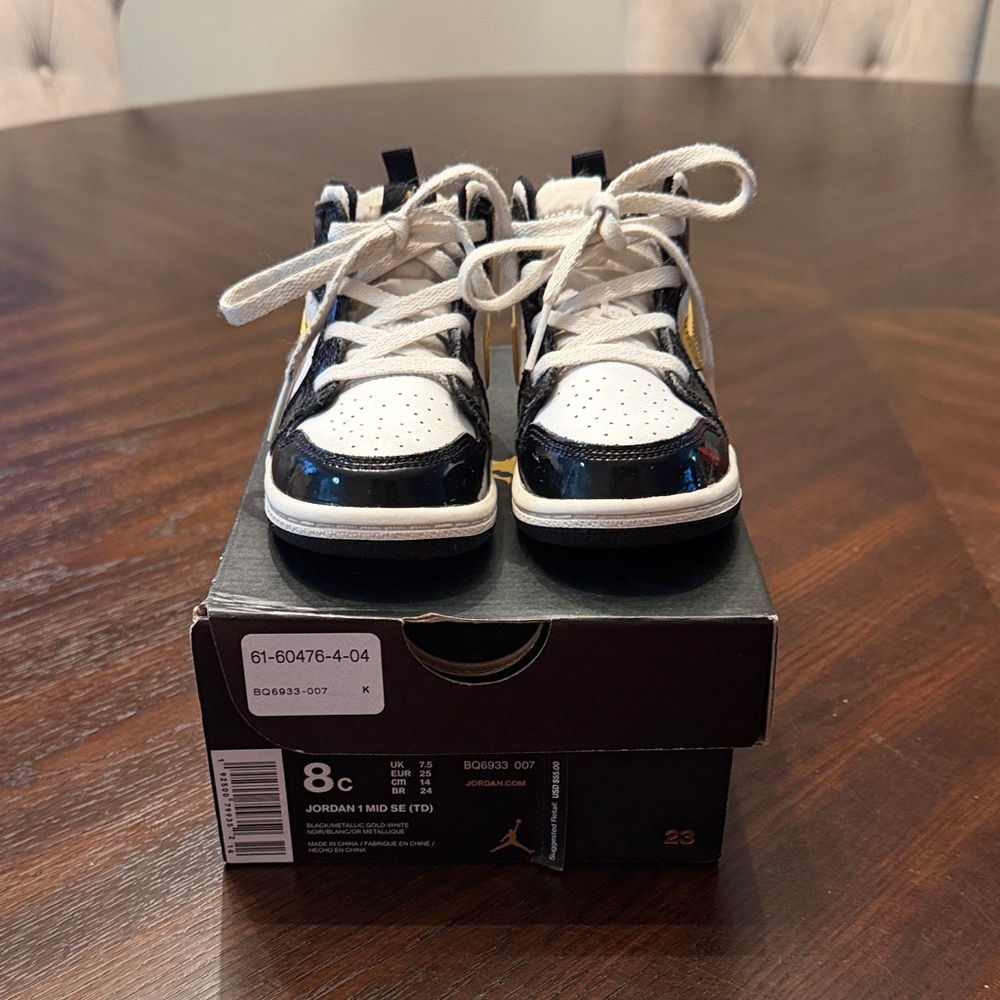 Jordan 1 Mid Kids Black and White Sneakers